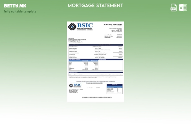 модерен стил Мали BSIC Мали изјава за хипотека Шаблон за Word и PDF